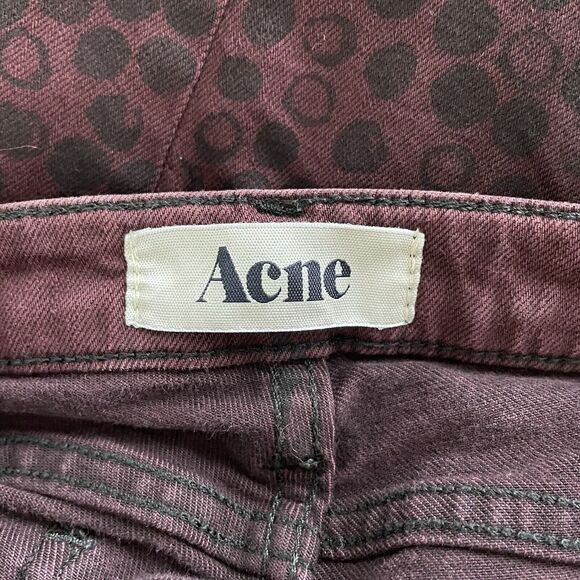 ACNE Skinny Jeans Womens 36 US 6 Kick Print Wine Denim EUC Low-Rise Crop Dot - Picture 5 of 7